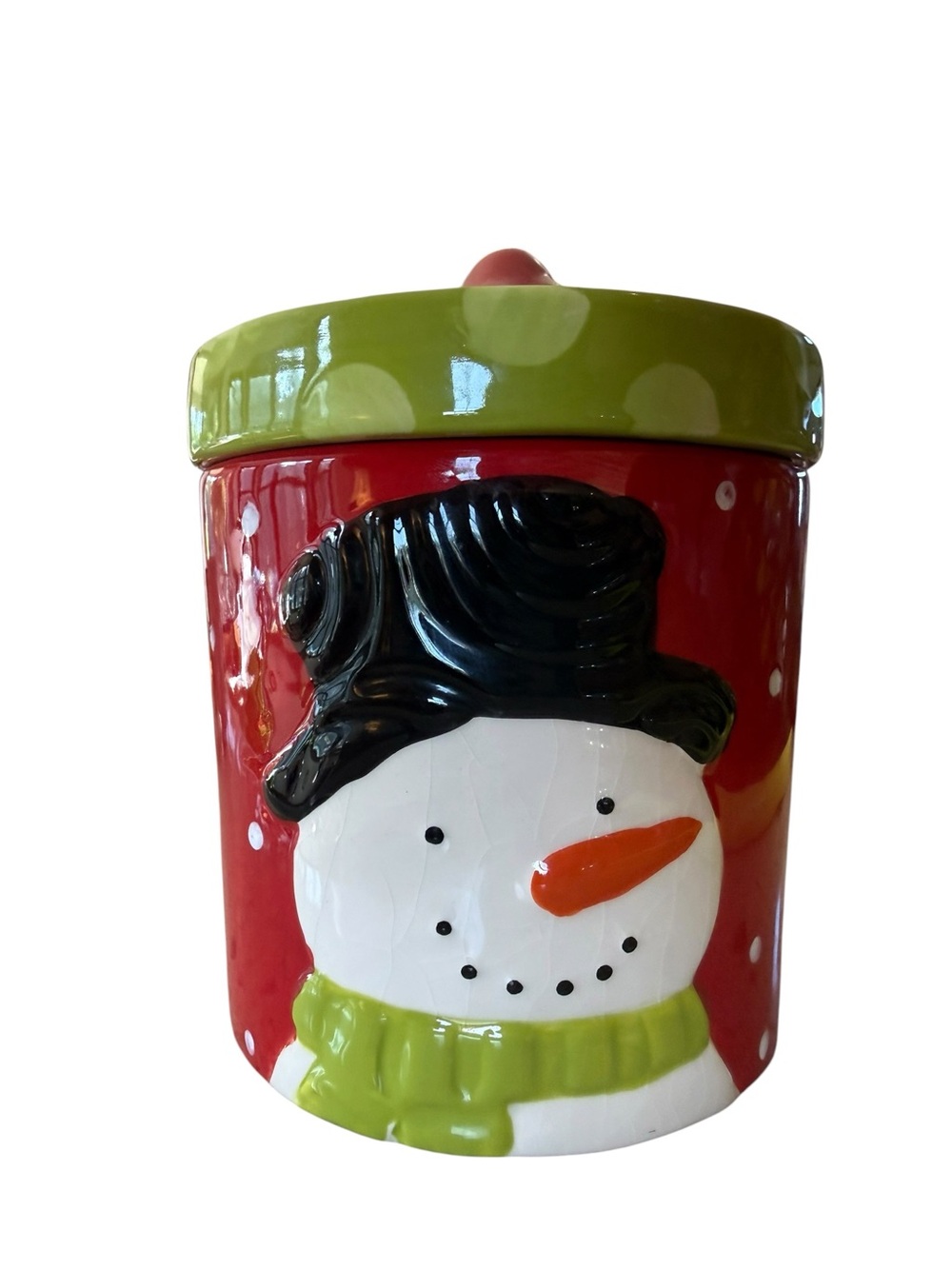 Clay Art Snowman Christmas Cookie Jar